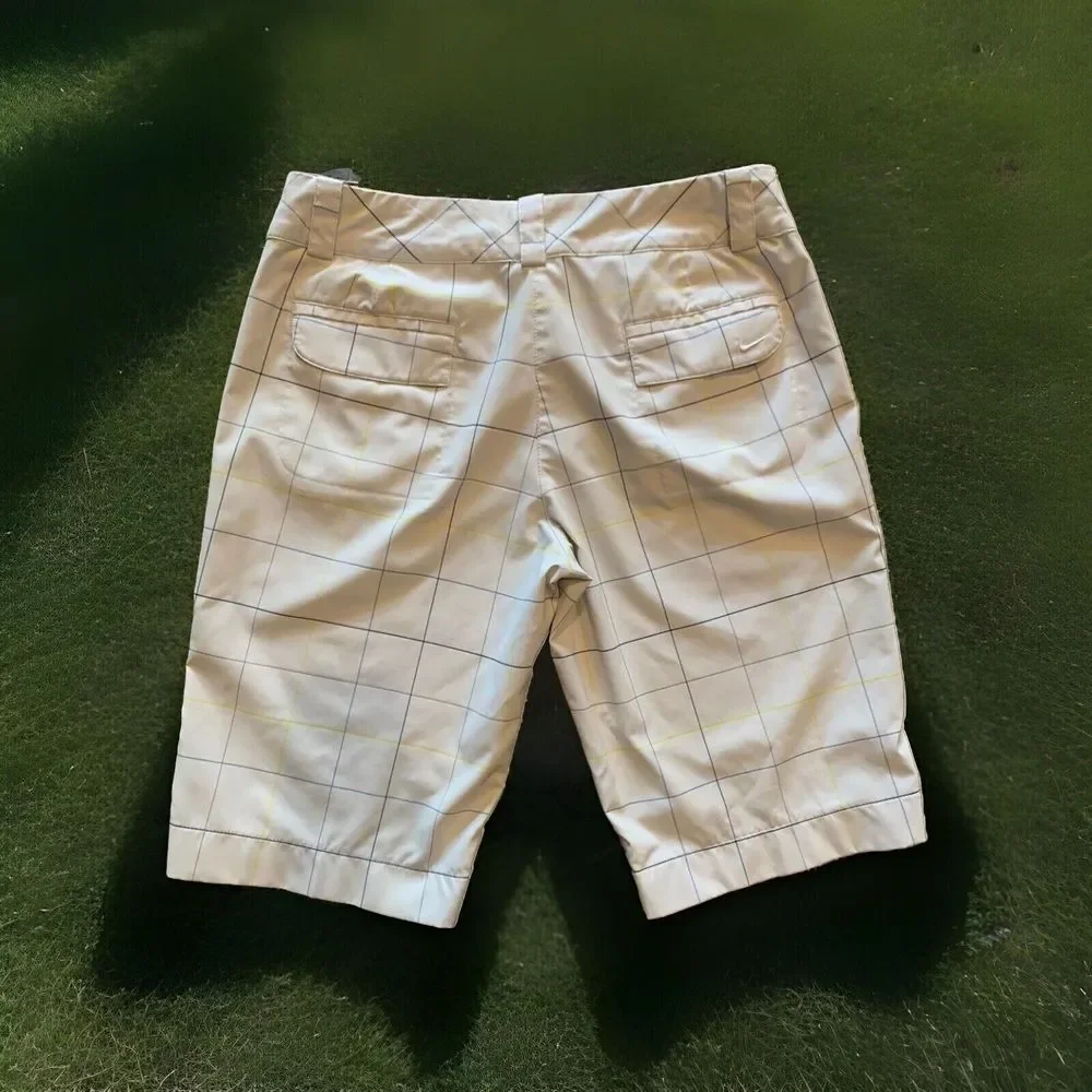 Nike Golf Dri-Fit Shorts Mens Medium Plaid Lightweight Snap Button‎